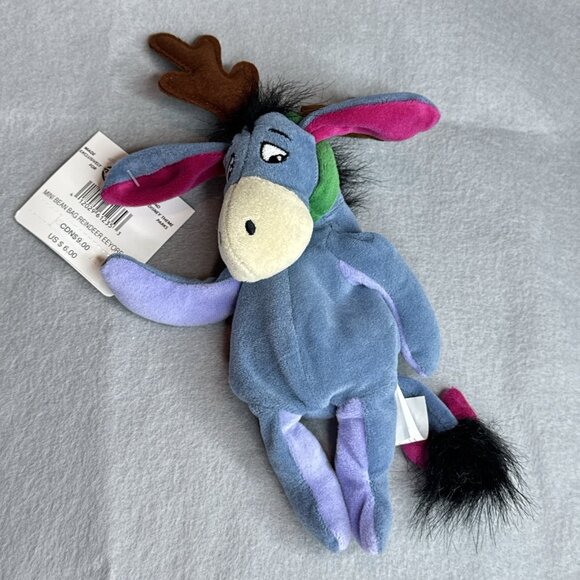 Reindeer Eeyore Winnie The Pooh The Disney Store Bean Bag 9" Plush Stuffed Tag - Picture 2 of 4